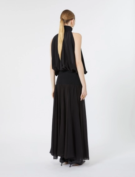 Long silk georgette dress - BLACK - Sportmax - 3