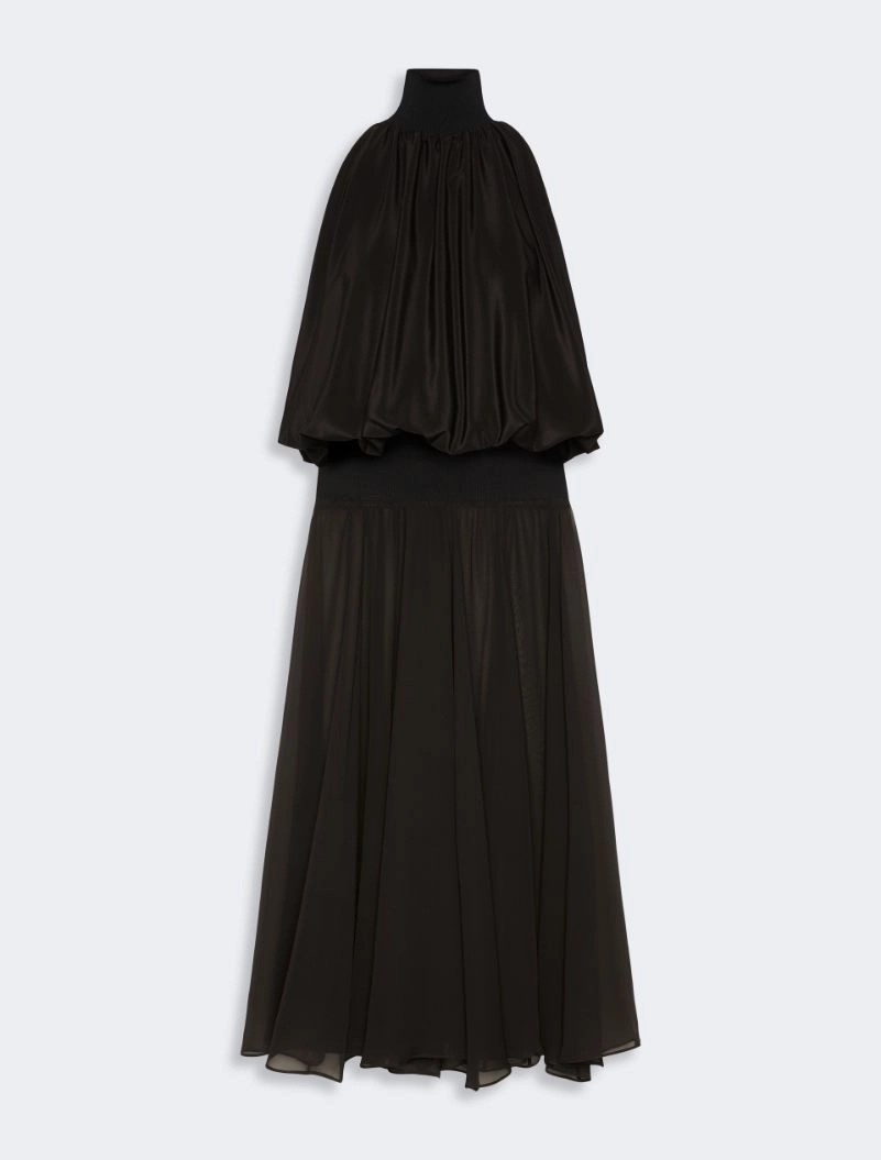 Long silk georgette dress - BLACK - Sportmax - 5
