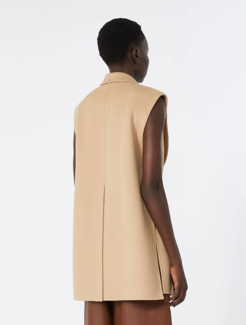 Sleeveless blazer in pure wool double fabric - CAMEL - Sportmax - 3