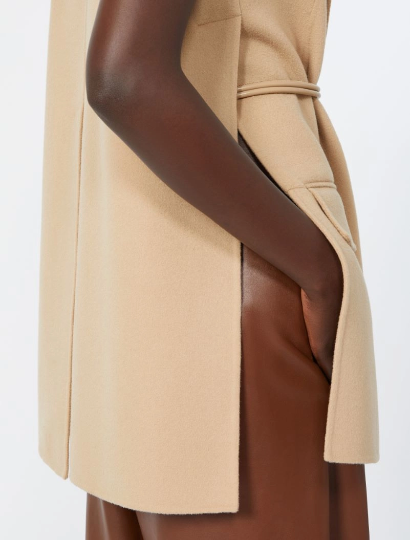 Sleeveless blazer in pure wool double fabric - CAMEL - Sportmax - 5