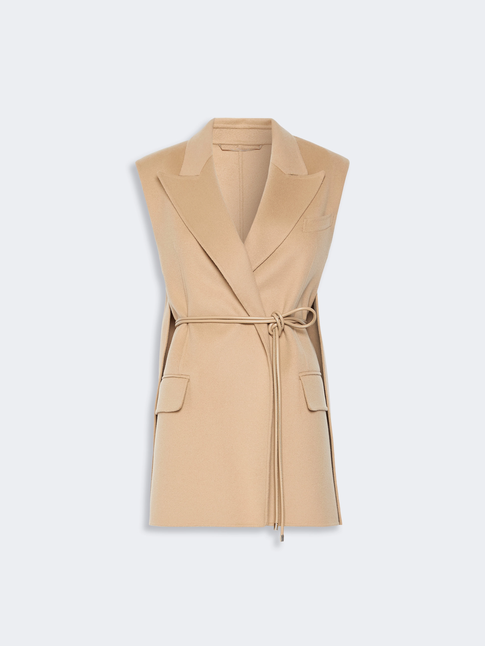 Sleeveless blazer in pure wool double fabric - CAMEL - Sportmax - 6