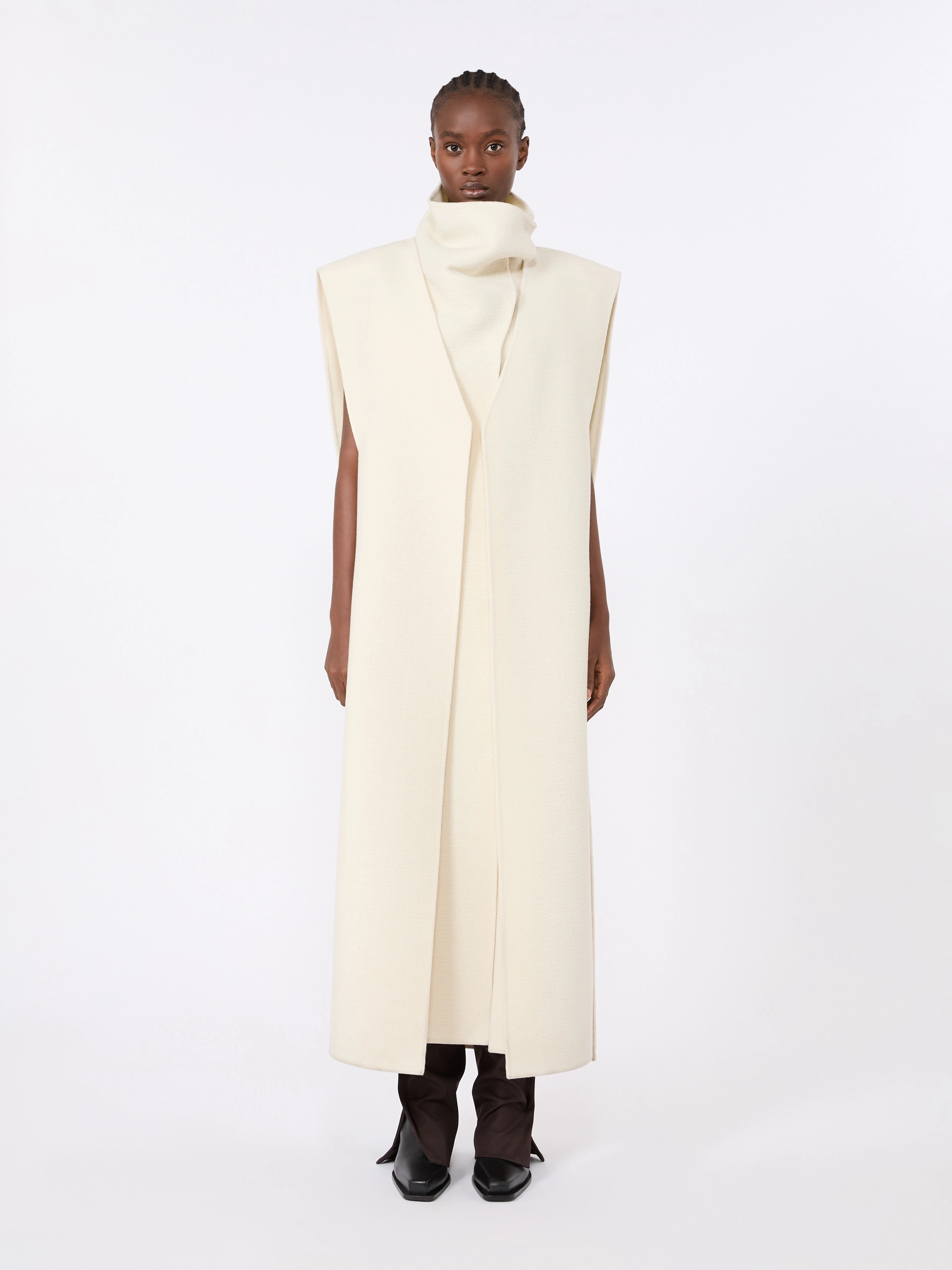 Sleeveless wool and cashmere coat - WHITE - Sportmax - 2