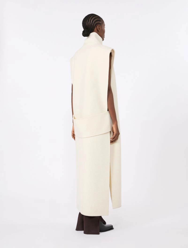 Sleeveless wool and cashmere coat - WHITE - Sportmax - 3