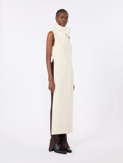 Sleeveless wool and cashmere coat - WHITE - Sportmax - 4