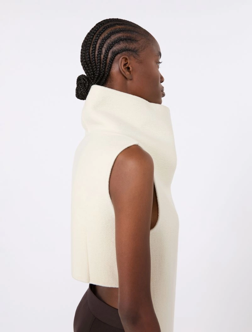 Sleeveless wool and cashmere coat - WHITE - Sportmax - 5