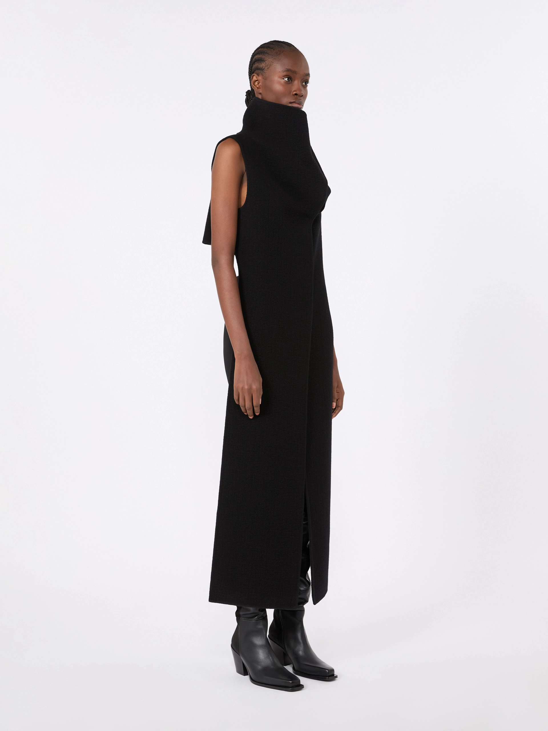 Sleeveless wool and cashmere coat - BLACK - Sportmax - 4