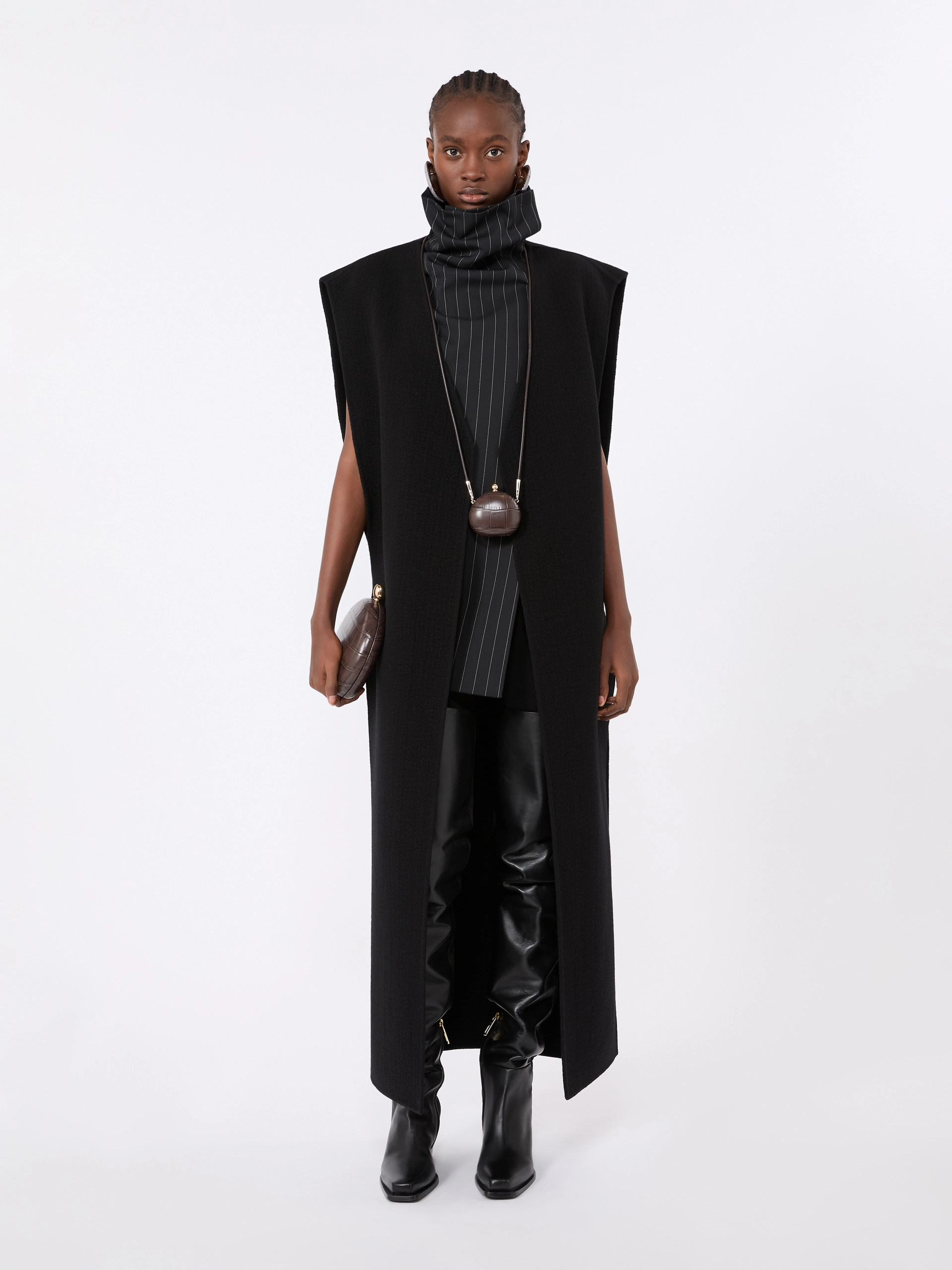 Sleeveless wool and cashmere coat - BLACK - Sportmax