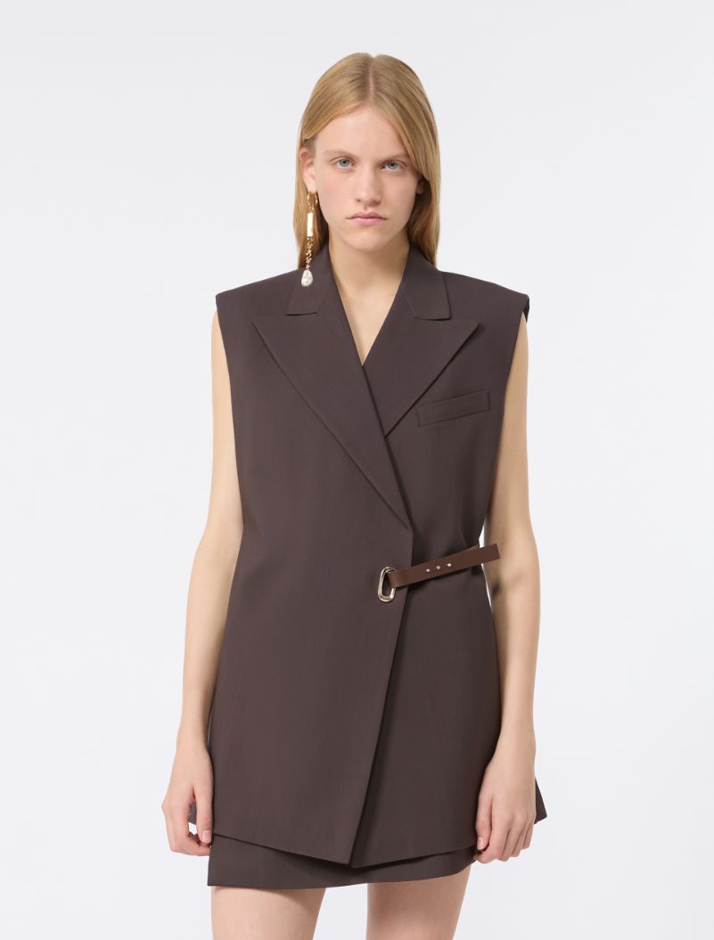 Sleeveless stretch viscose blazer - CHOCOLATE - Sportmax - 2