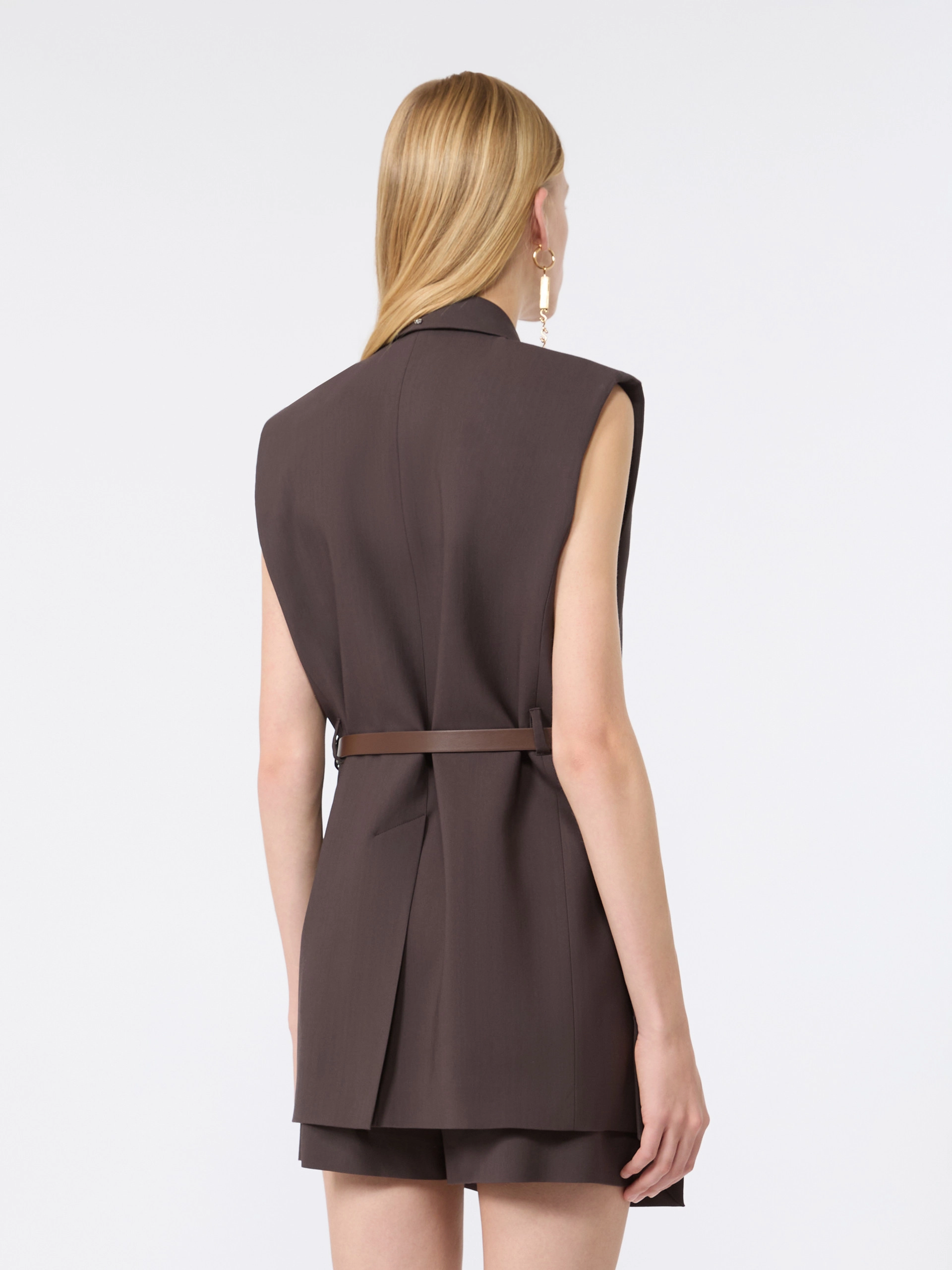 Sleeveless stretch viscose blazer - CHOCOLATE - Sportmax - 3