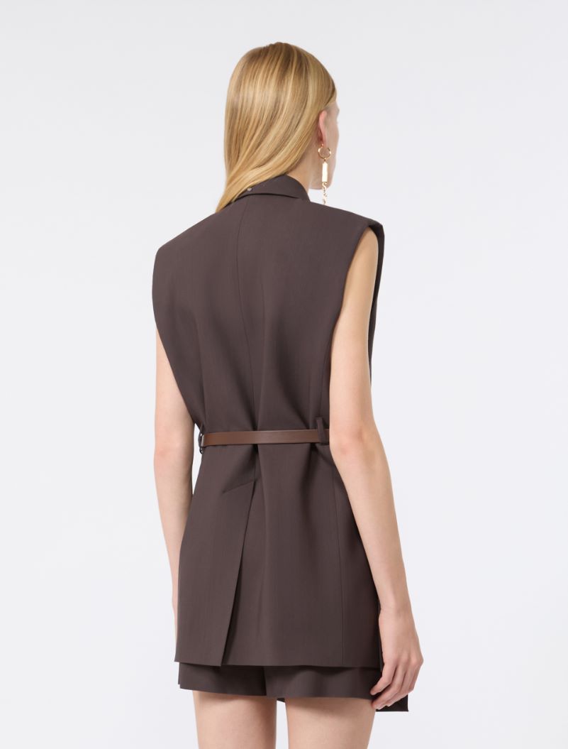 Sleeveless stretch viscose blazer - CHOCOLATE - Sportmax - 3