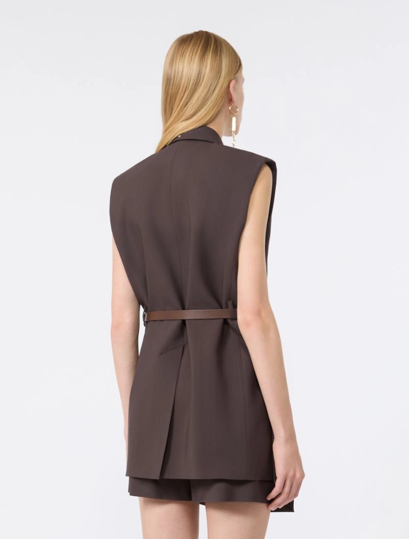 Sleeveless stretch viscose blazer - CHOCOLATE - Sportmax - 3