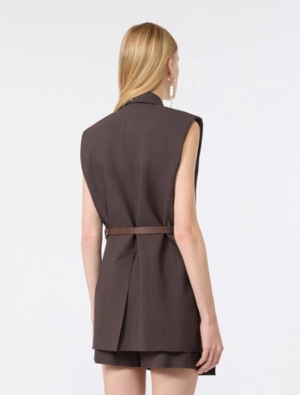 Sleeveless stretch viscose blazer - CHOCOLATE - Sportmax - 3