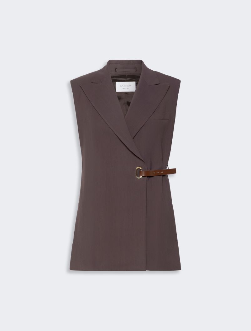Sleeveless stretch viscose blazer - CHOCOLATE - Sportmax - 7