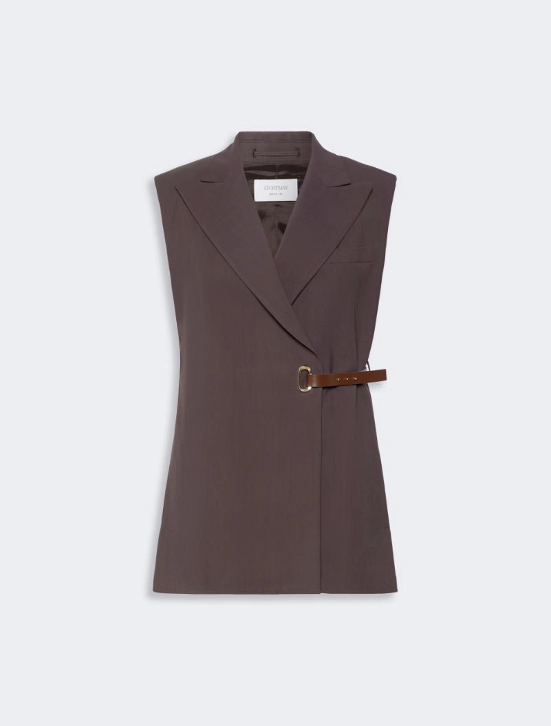 Sleeveless stretch viscose blazer - CHOCOLATE - Sportmax - 7