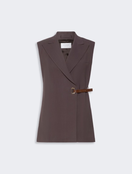 Sleeveless stretch viscose blazer - CHOCOLATE - Sportmax