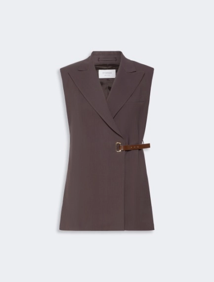 Sleeveless stretch viscose blazer - CHOCOLATE - Sportmax