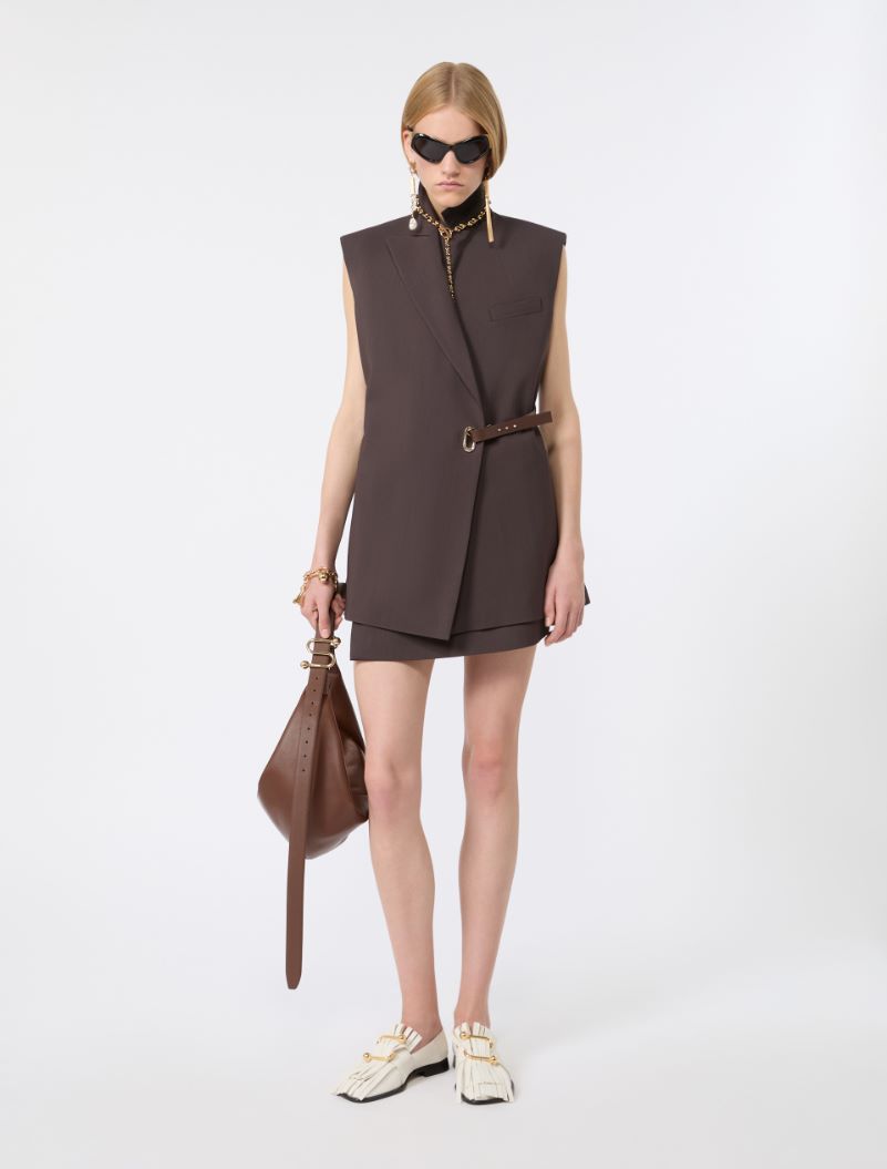 Sleeveless stretch viscose blazer - CHOCOLATE - Sportmax