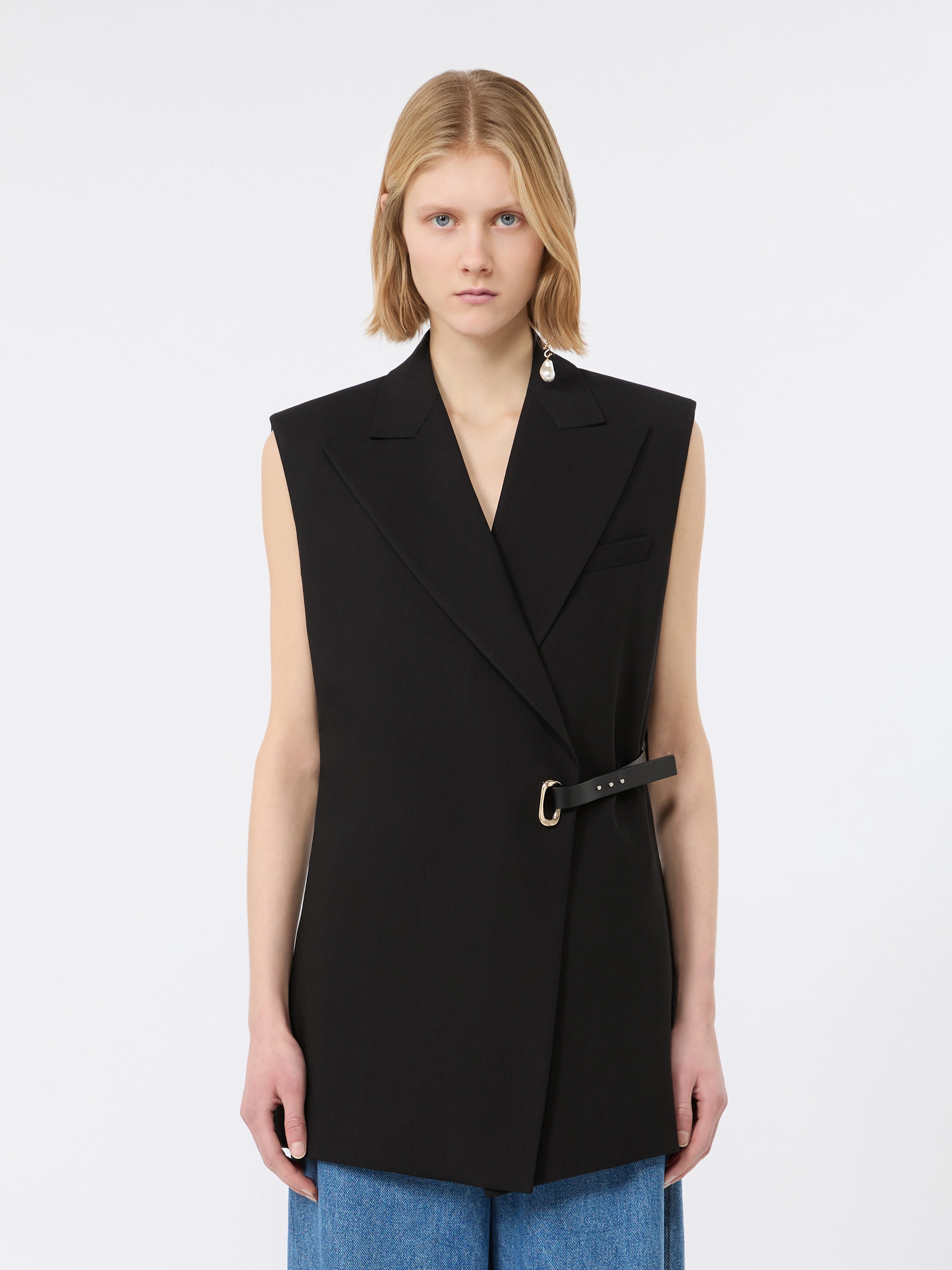 Sleeveless stretch viscose blazer - BLACK - Sportmax - 2