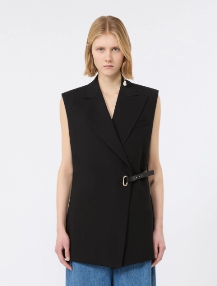 Sleeveless stretch viscose blazer - BLACK - Sportmax - 2
