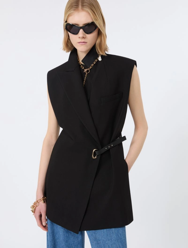 Sleeveless stretch viscose blazer - BLACK - Sportmax - 4