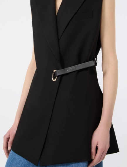 Sleeveless stretch viscose blazer - BLACK - Sportmax - 5