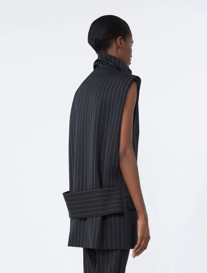 Sleeveless pinstripe wool jacket - BLACK - Sportmax - 3