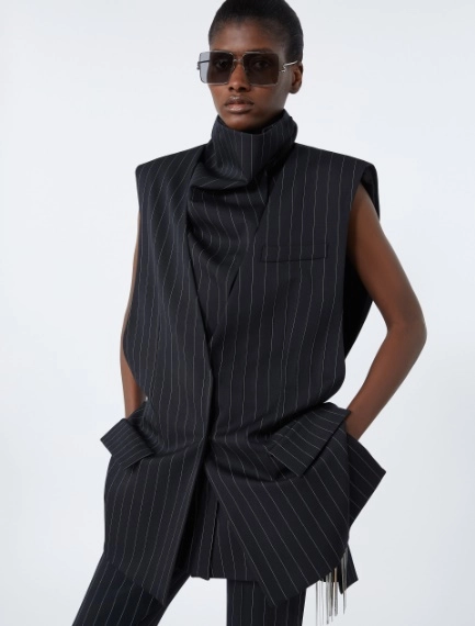 Sleeveless pinstripe wool jacket - Sportmax