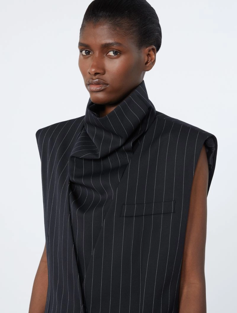 Sleeveless pinstripe wool jacket - BLACK - Sportmax - 5