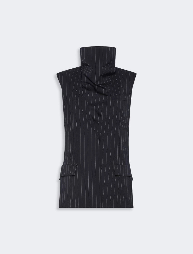 Sleeveless pinstripe wool jacket - BLACK - Sportmax - 6