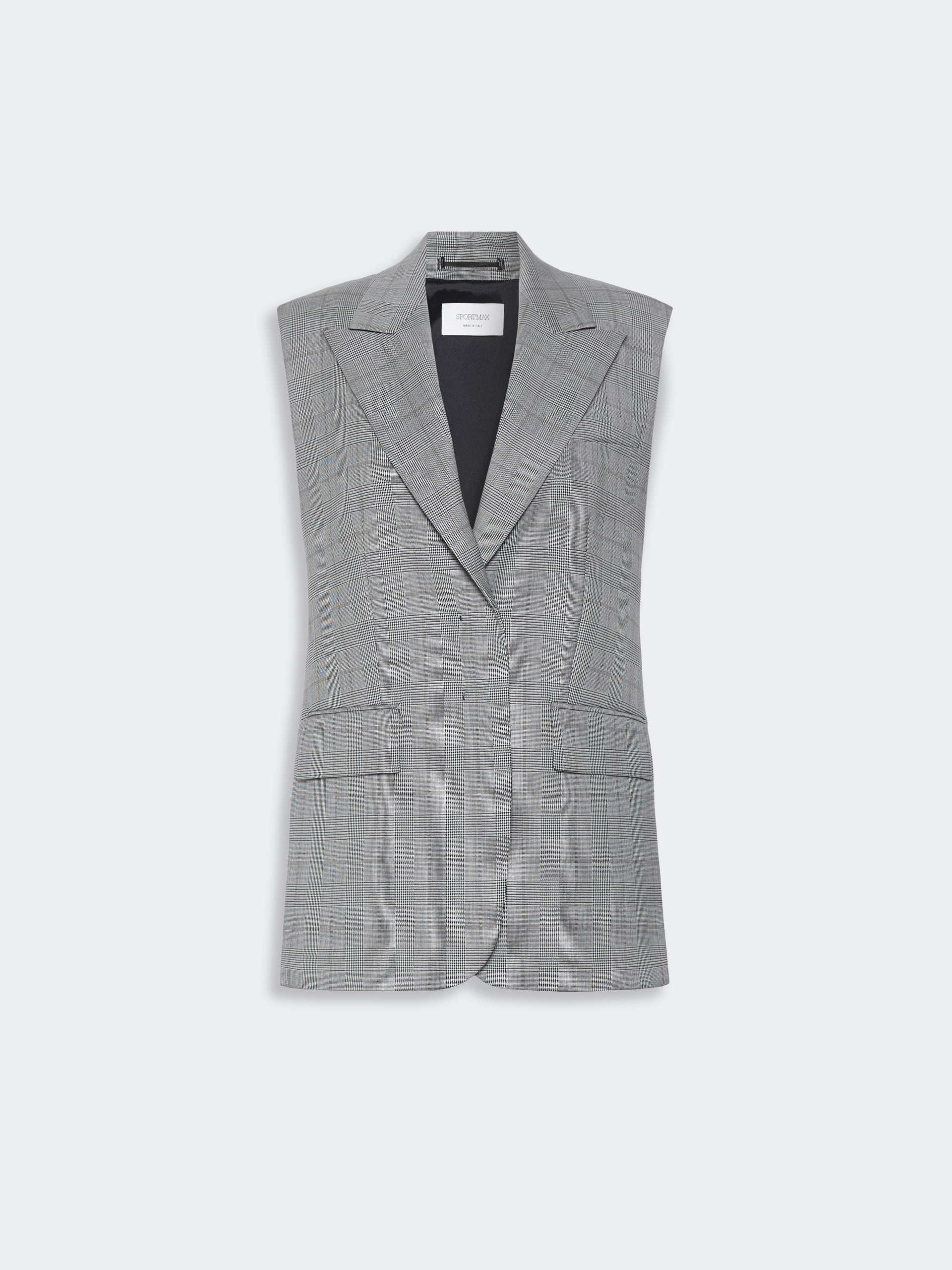 Sleeveless Glen plaid and pure wool blazer - WHITE BLACK - Sportmax - 6