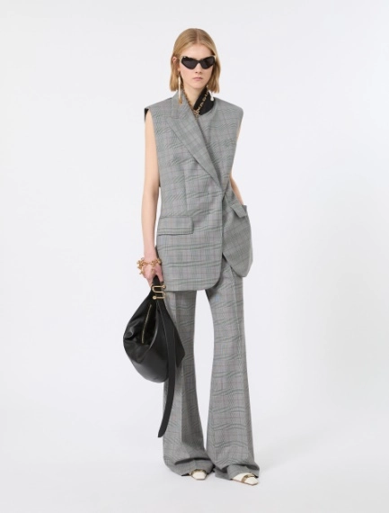 Sleeveless Glen plaid and pure wool blazer - Sportmax