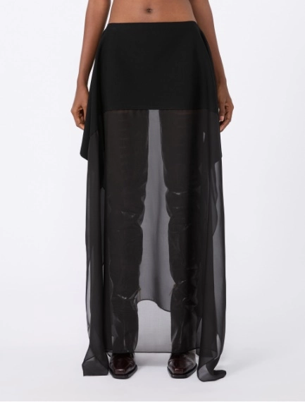 Long knit fabric and silk georgette skirt - BLACK - Sportmax - 2