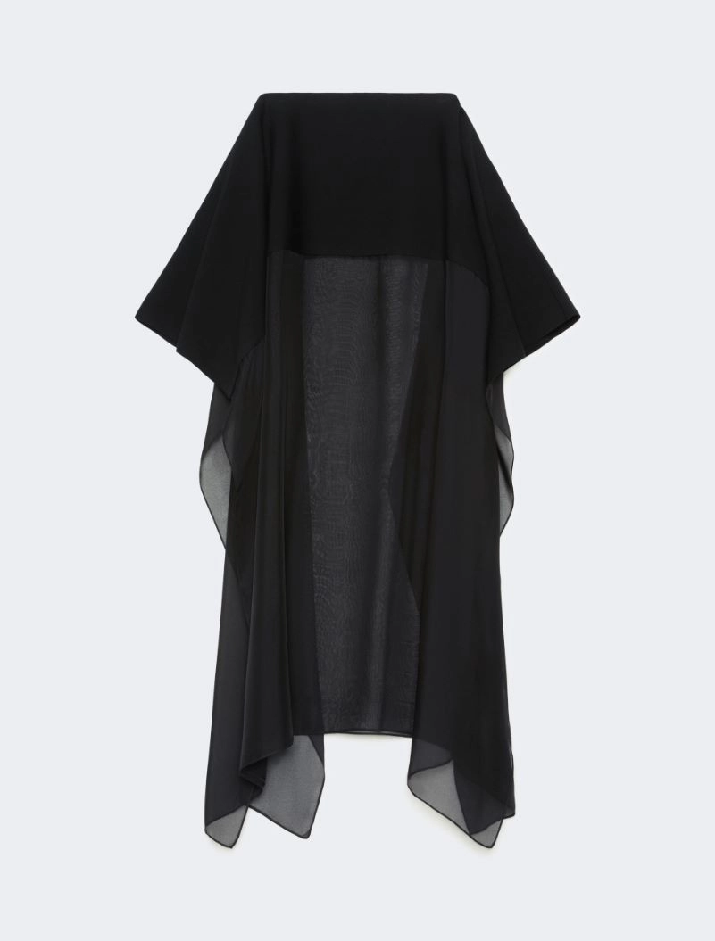 Long knit fabric and silk georgette skirt - BLACK - Sportmax - 5
