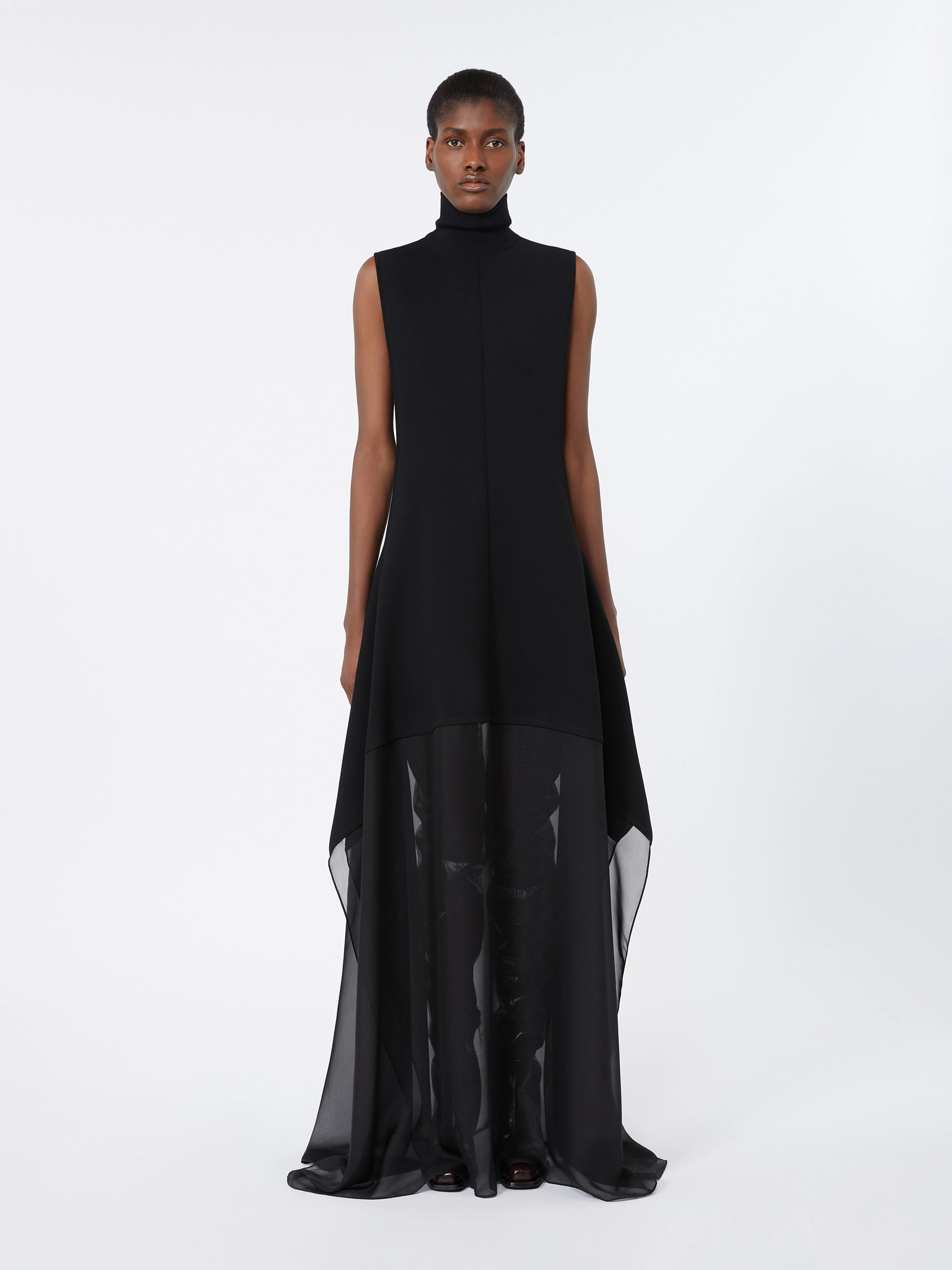 Long viscose knit and silk georgette dress - BLACK - Sportmax - 2