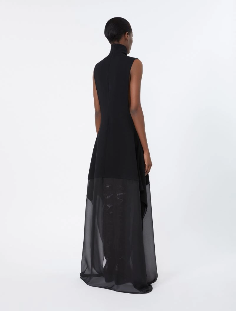 Long viscose knit and silk georgette dress - BLACK - Sportmax - 3