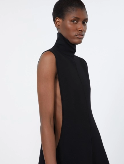 Long viscose knit and silk georgette dress - BLACK - Sportmax - 4