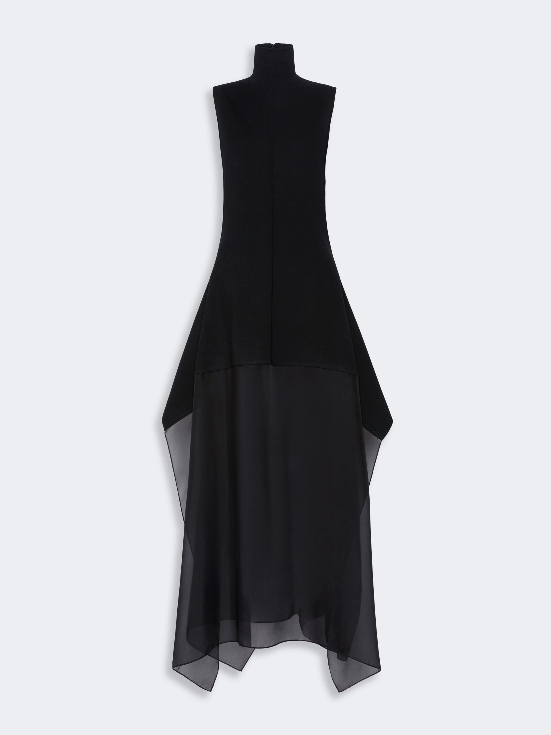 Long viscose knit and silk georgette dress - BLACK - Sportmax - 6
