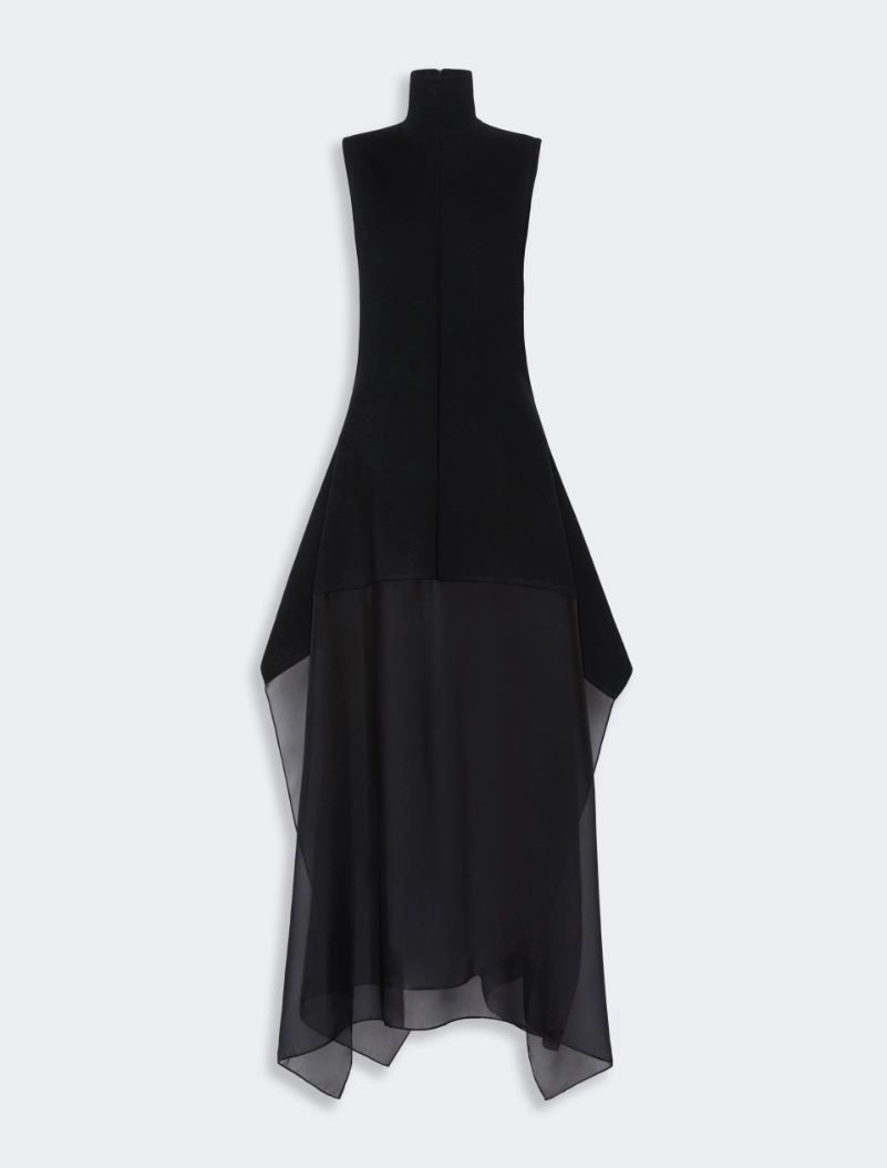 Long viscose knit and silk georgette dress - BLACK - Sportmax - 6