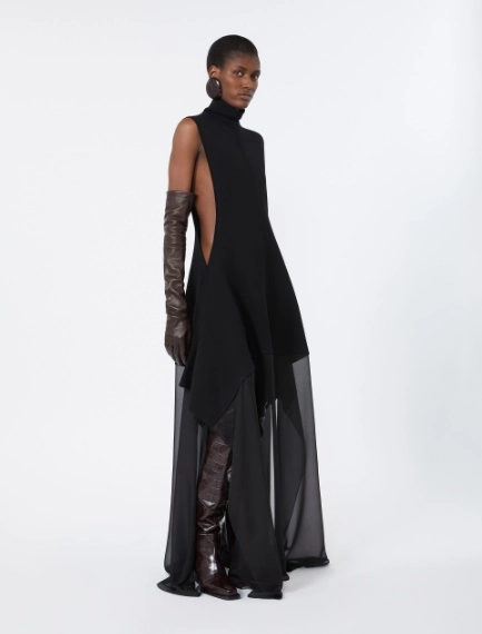 Long viscose knit and silk georgette dress - Sportmax