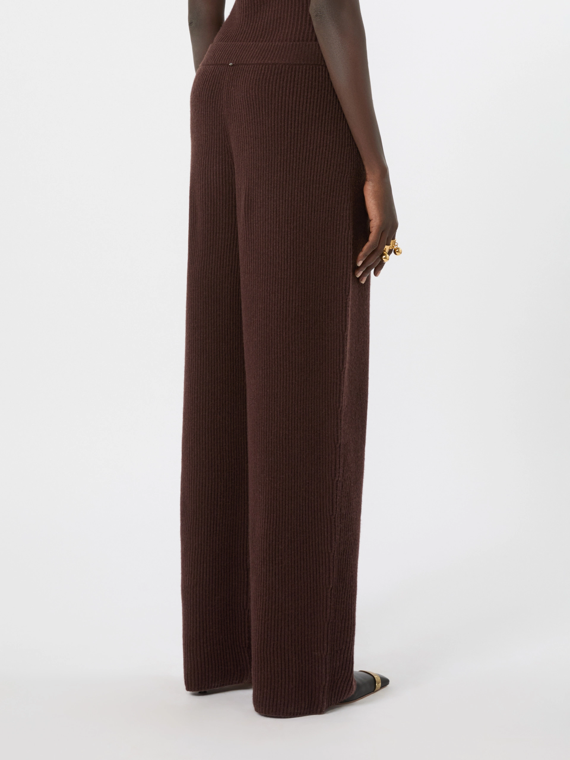 Oversized cashmere-blend trousers - CHOCOLATE - Sportmax - 3