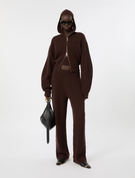 Oversized cashmere-blend trousers - CHOCOLATE - Sportmax - 1