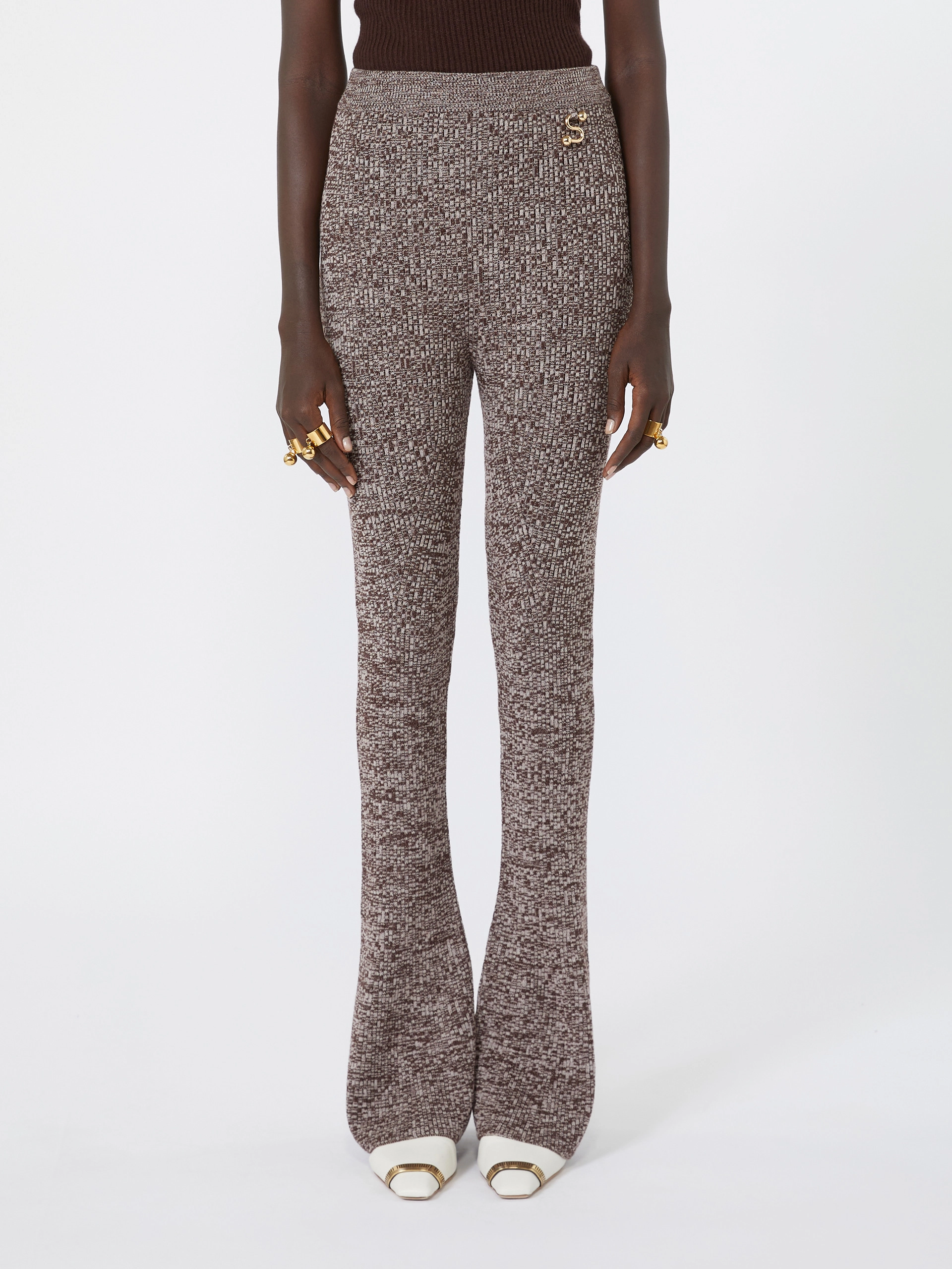 Wool-blend slim flared trousers - CHOCOLATE - Sportmax - 2