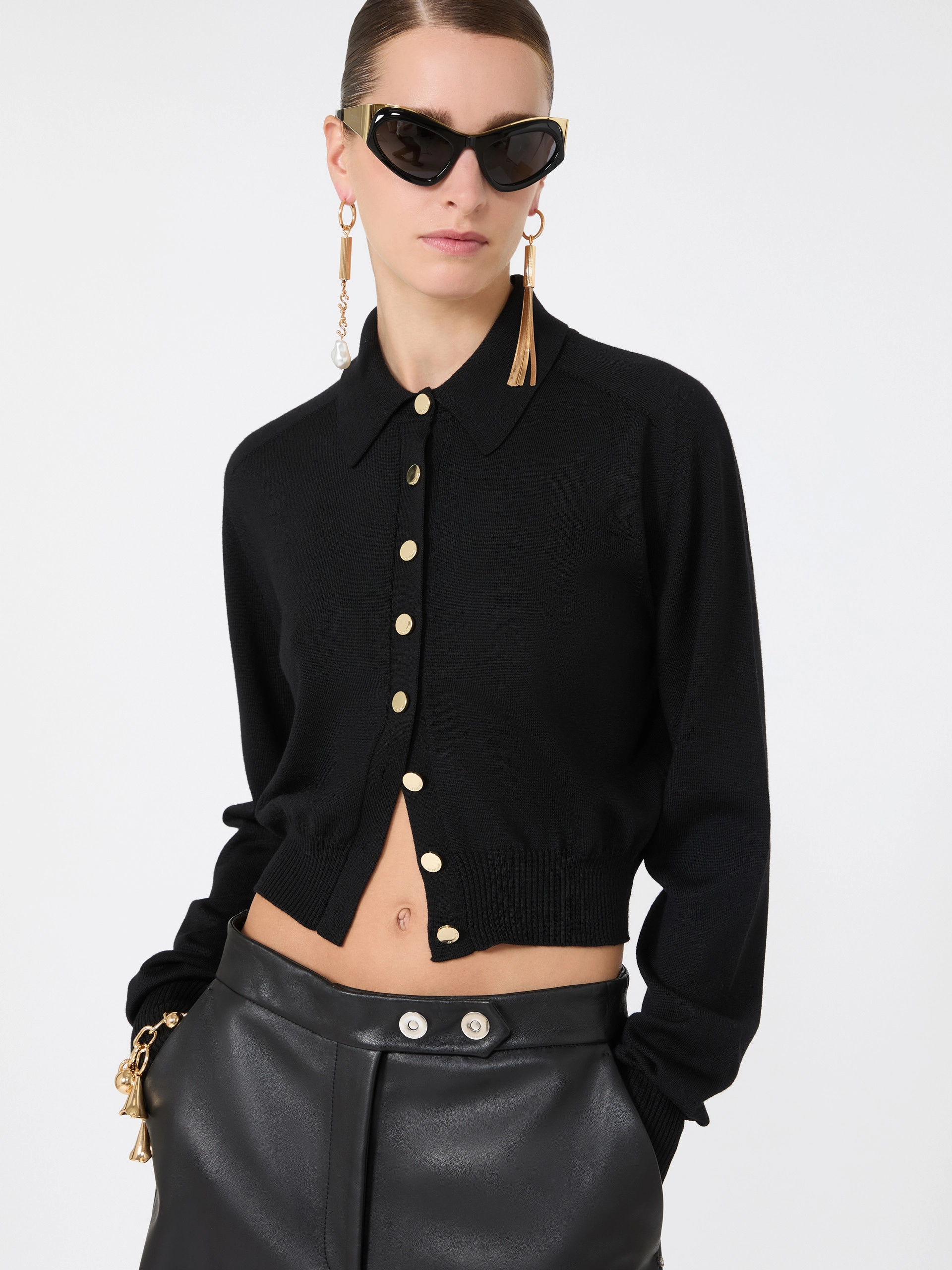 Pure wool cardigan - BLACK - Sportmax - 4