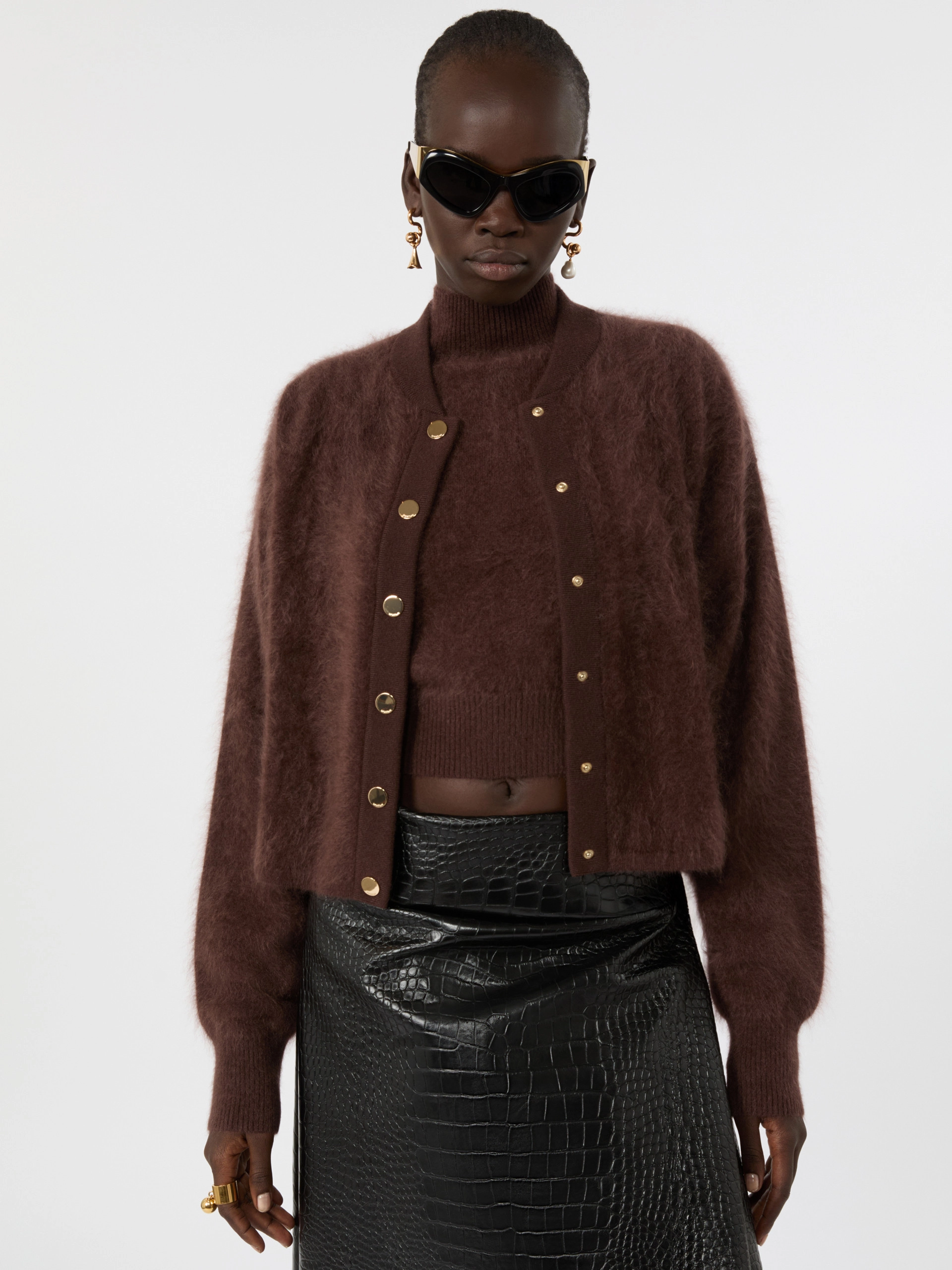 Pure cashmere bomber jacket - CHOCOLATE - Sportmax - 4