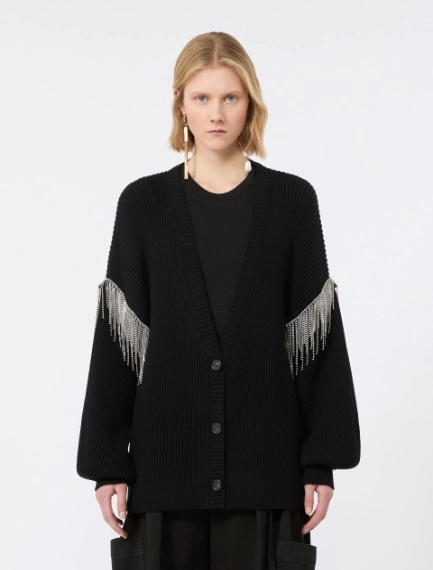 Oversized pure wool cardigan - BLACK - Sportmax - 2