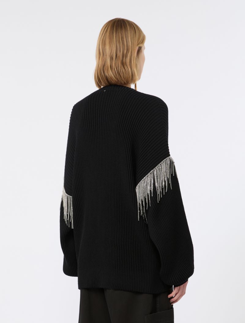Oversized pure wool cardigan - BLACK - Sportmax - 3