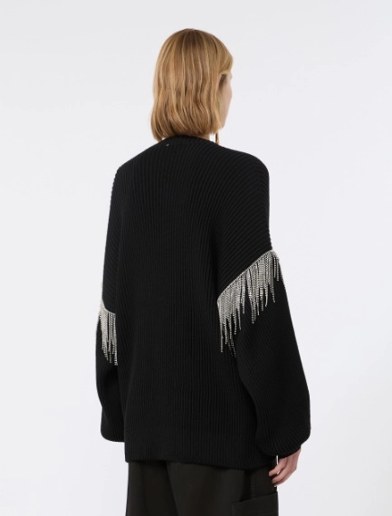 Oversized pure wool cardigan - BLACK - Sportmax - 3
