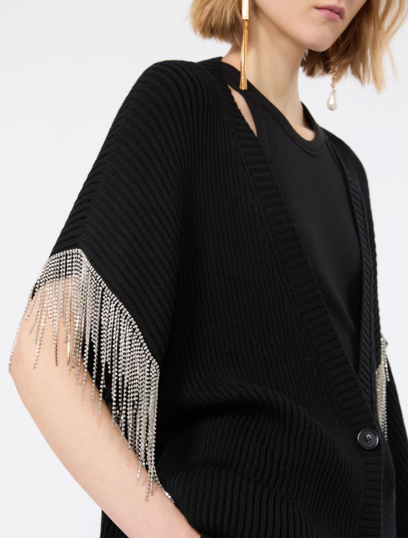 Oversized pure wool cardigan - BLACK - Sportmax - 5