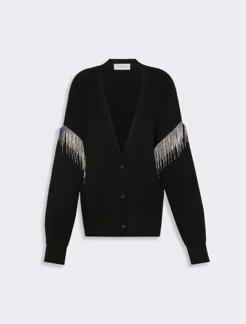 Oversized pure wool cardigan - BLACK - Sportmax - 7