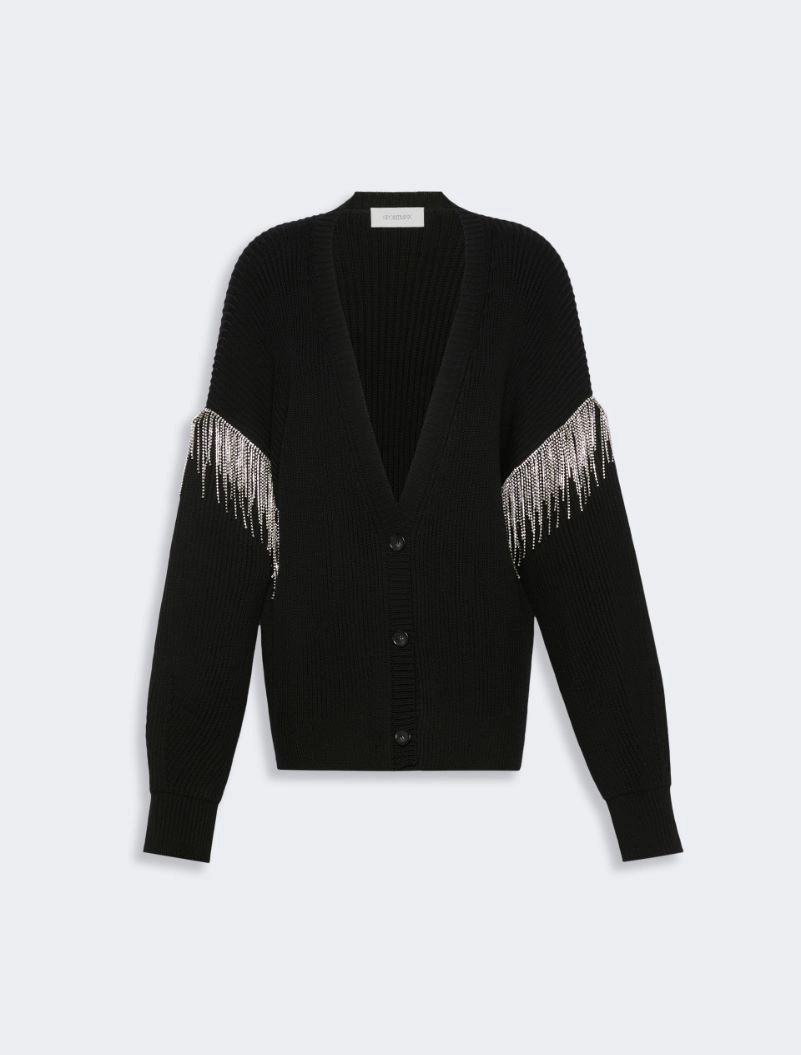 Oversized pure wool cardigan - BLACK - Sportmax - 7